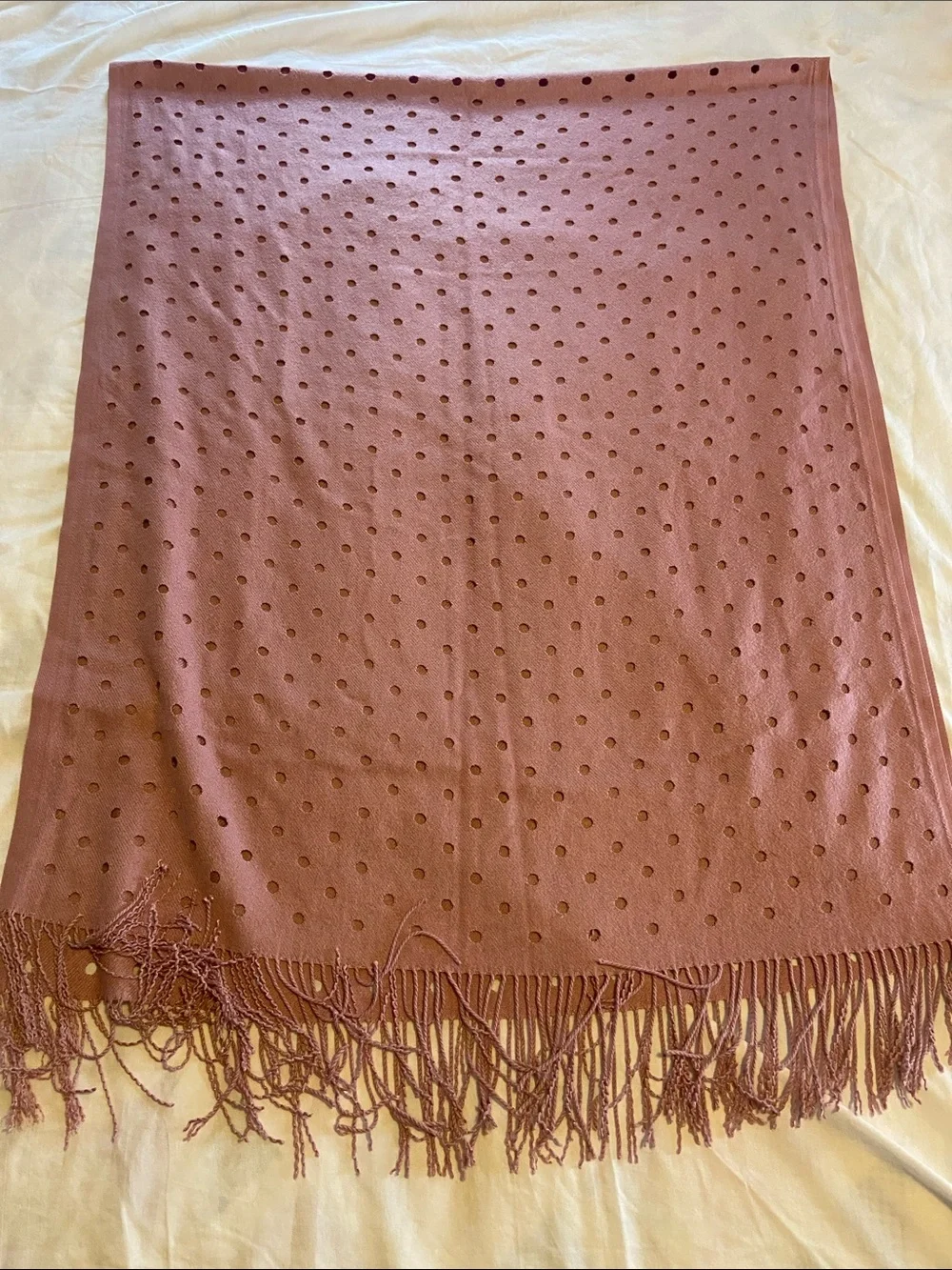 Banana Republic Mauve Perforated Fringe Shawl/Scarf